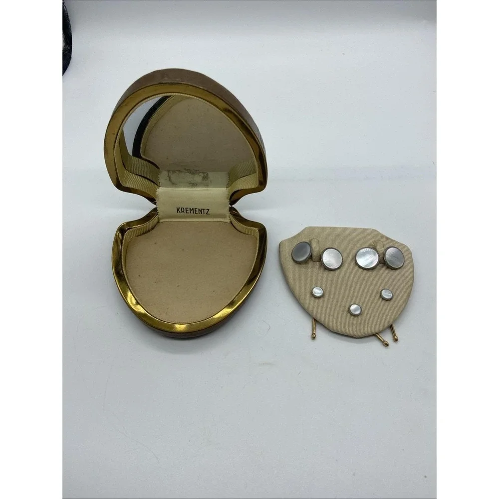 Krementz Vintage Mother of Pearl Cufflinks and Studs Tuxedo Set with Box
